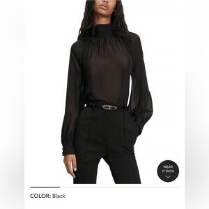 Veronica Beard Black Sheer Blouse
